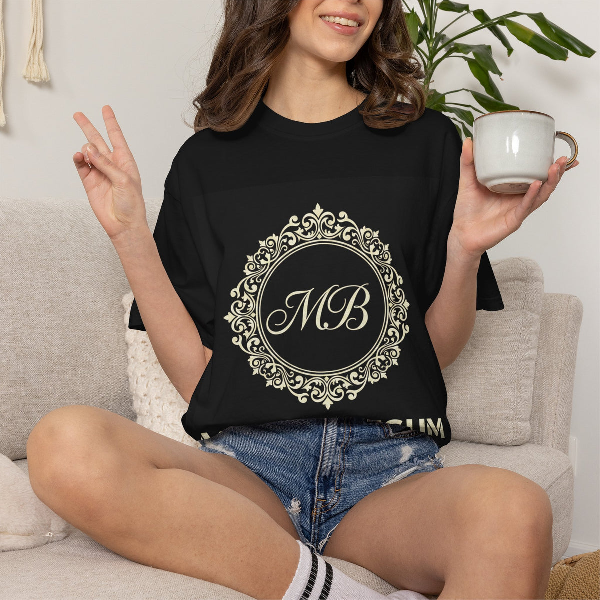 Personalized Mehnaz Begum Gold Crest T-Shirt — Luxury Monogram Tee