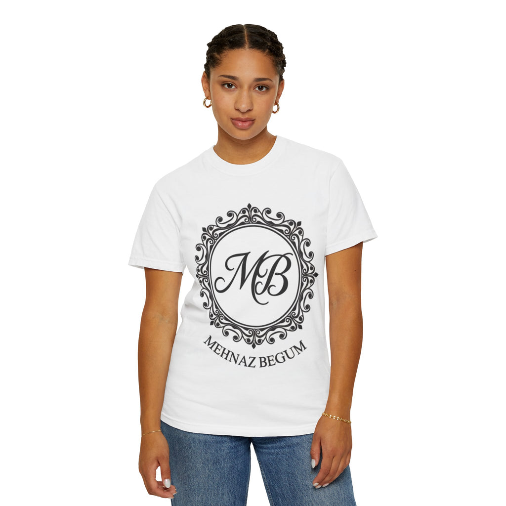 Mehnaz Begum Monogram T-Shirt — MB Crest Personalized Luxury Tee