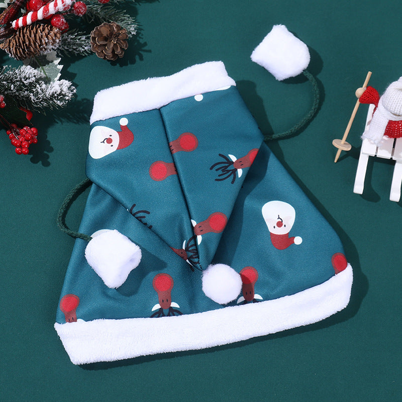 Christmas Series New Pet Cloak Winter Clothes Cute Pet Elk Pattern Christmas Cloak