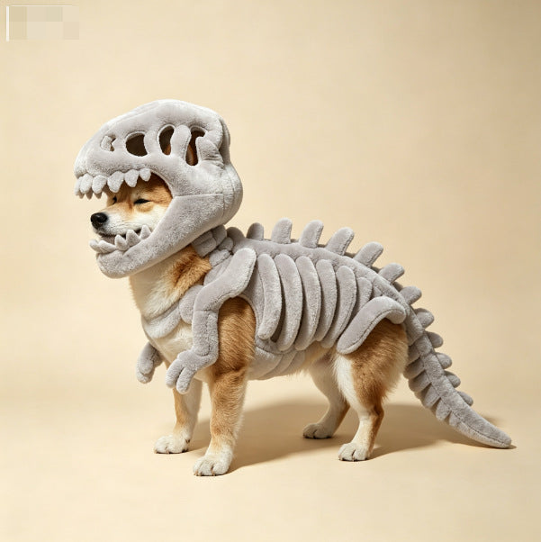 Dinosaur Skeleton Pet Clothing, Glow-in-the-dark Dinosaur Skeleton Pet Costume