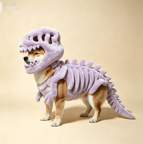 Dinosaur Skeleton Pet Clothing, Glow-in-the-dark Dinosaur Skeleton Pet Costume