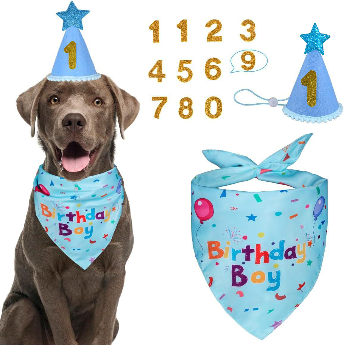 Cross-Border Printed Cute Cat And Dog Scarf Dog Birthday Decoration Headscarf Set Dog And Kitten Saliva Scarf