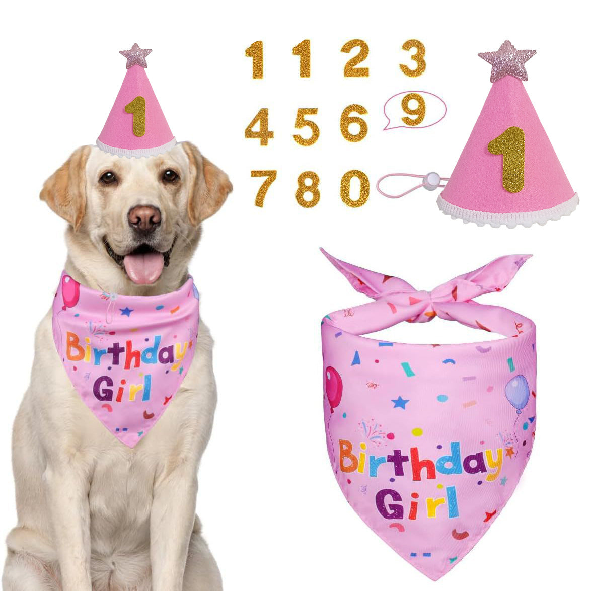 Cross-Border Printed Cute Cat And Dog Scarf Dog Birthday Decoration Headscarf Set Dog And Kitten Saliva Scarf